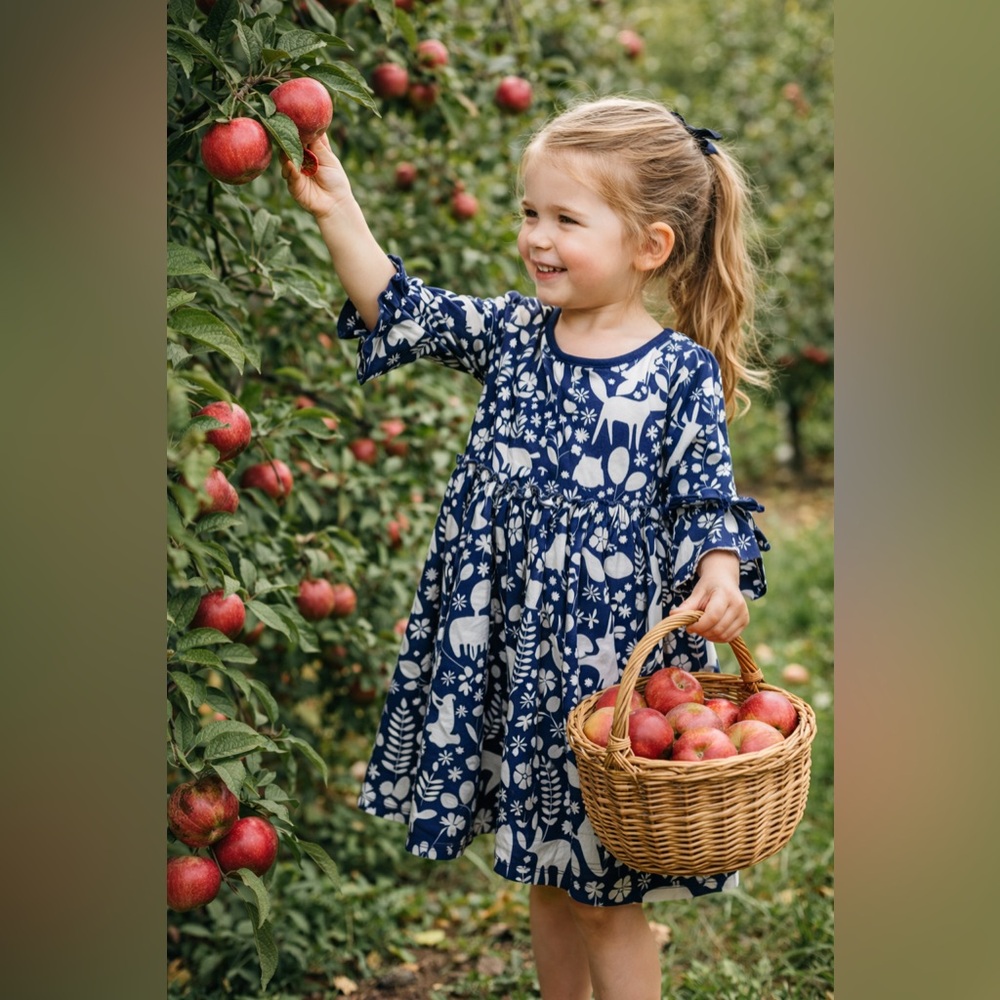 Millie Loves Lily Scandinavian Folk Art Woodland Bell-Sleeve Dress, 5, MSRP $29